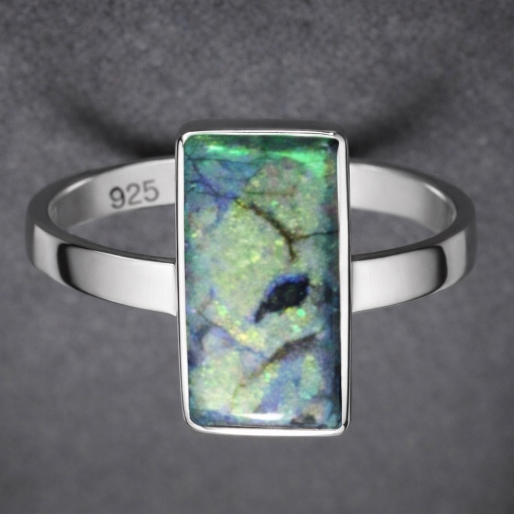Rectangular Fire Opal~ Rainbow Flash Iridescent S… - image 2